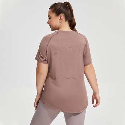 Plus Size Short Sleeve Yoga Shirt - Brinxx Couture