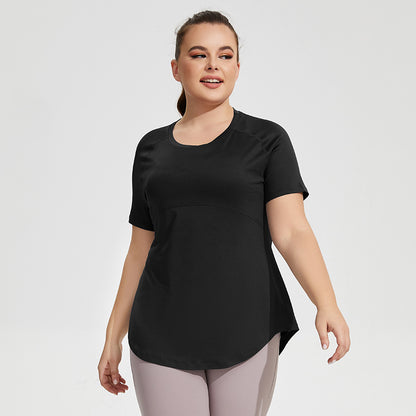 Plus Size Short Sleeve Yoga Shirt - Brinxx Couture