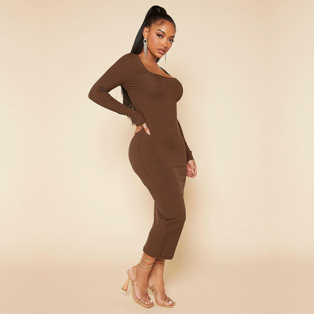 A stylish Plus Size Slim Maxi Dress for women. this piece adds a touch of elegance to your outfit - Brinxx Couture