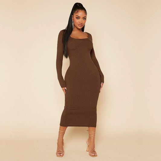 A stylish Plus Size Slim Maxi Dress for women. this piece adds a touch of elegance to your outfit - Brinxx Couture