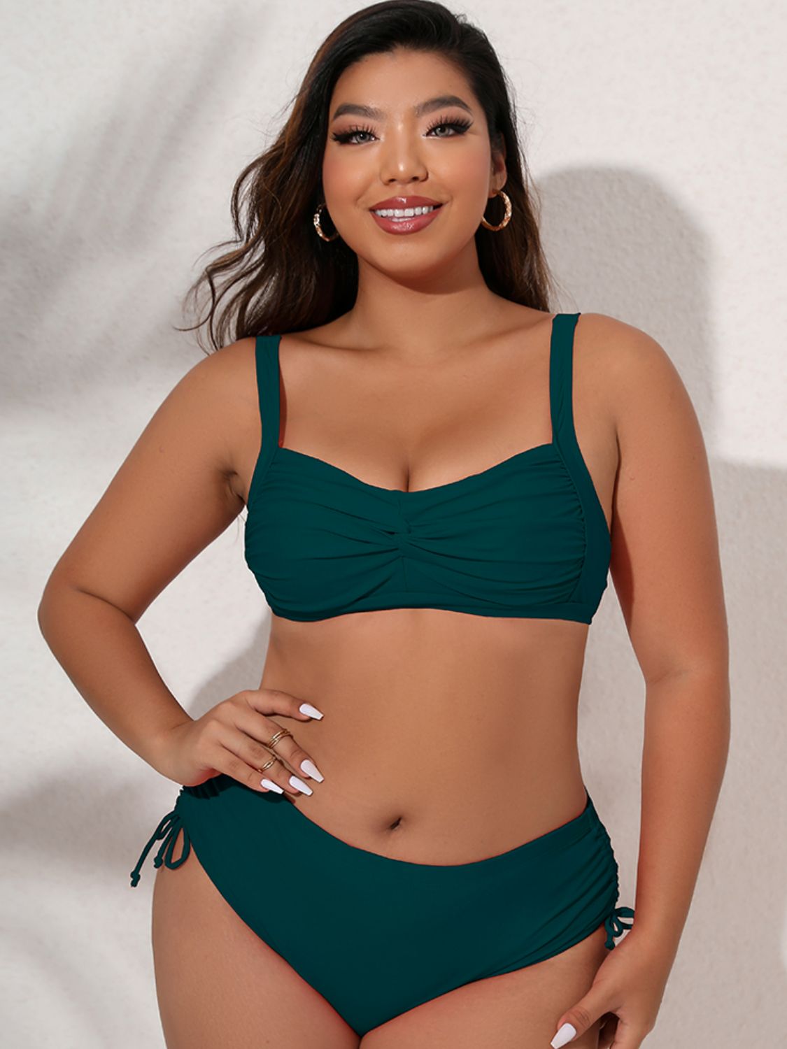 Plus Size Twist Front Tied Bikini Set - Brinxx Couture