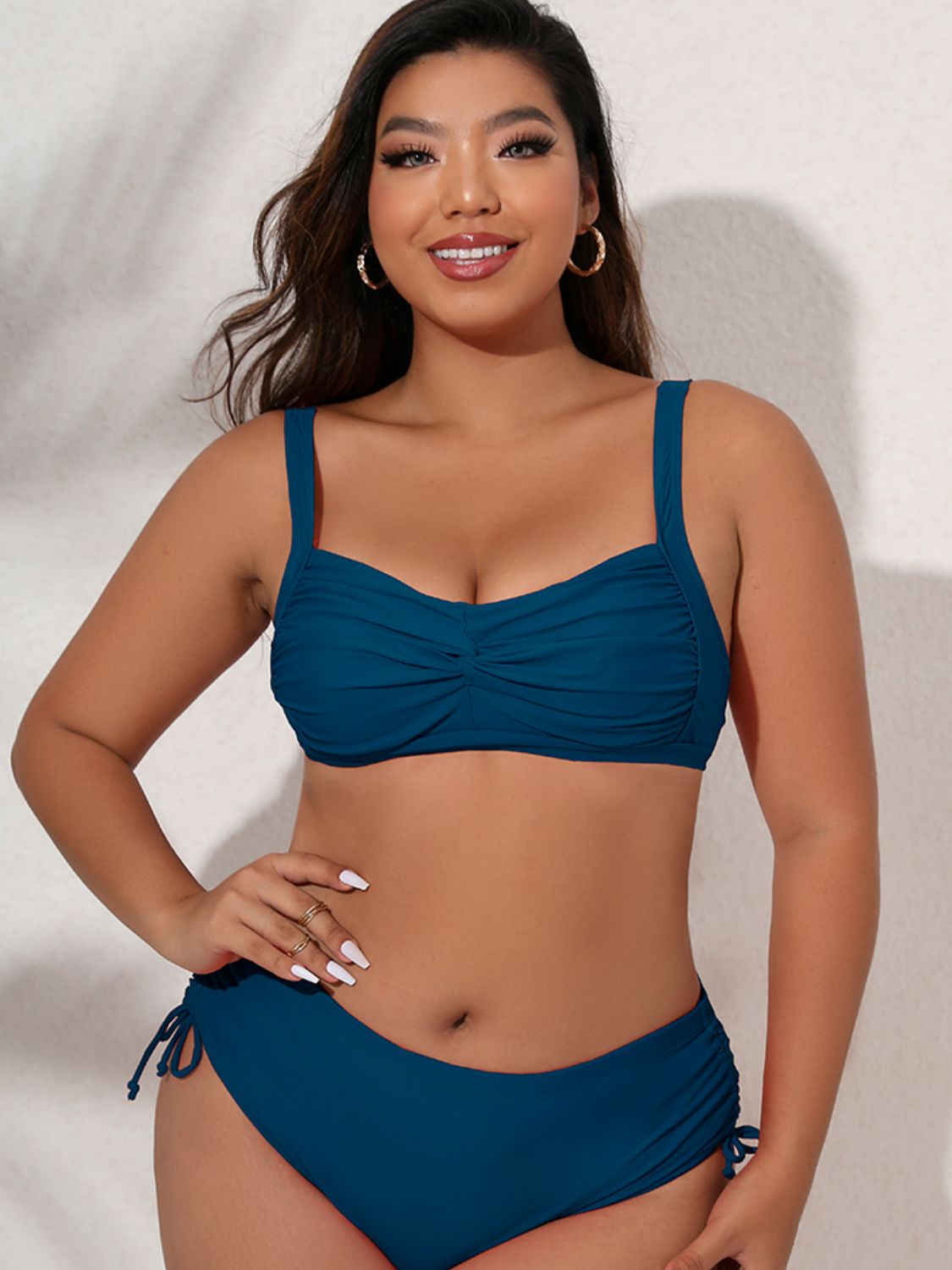 Plus Size Twist Front Tied Bikini Set - Brinxx Couture