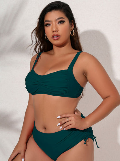 Plus Size Twist Front Tied Bikini Set - Brinxx Couture