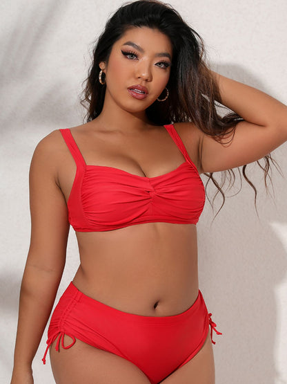 Plus Size Twist Front Tied Bikini Set - Brinxx Couture