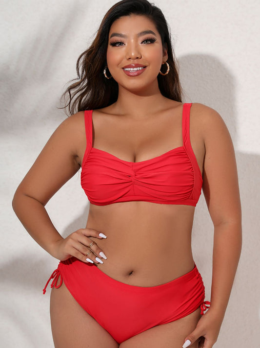 Plus Size Twist Front Tied Bikini Set - Brinxx Couture