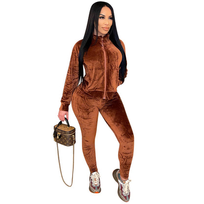 A stylish Plush Long Sleeve Track Suit for women. this piece adds a touch of elegance to your outfit - Brinxx Couture