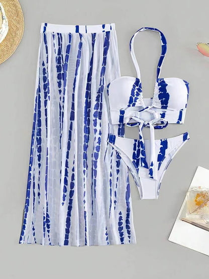 Printed Halter Neck Three-Piece Swim Set - Brinxx Couture