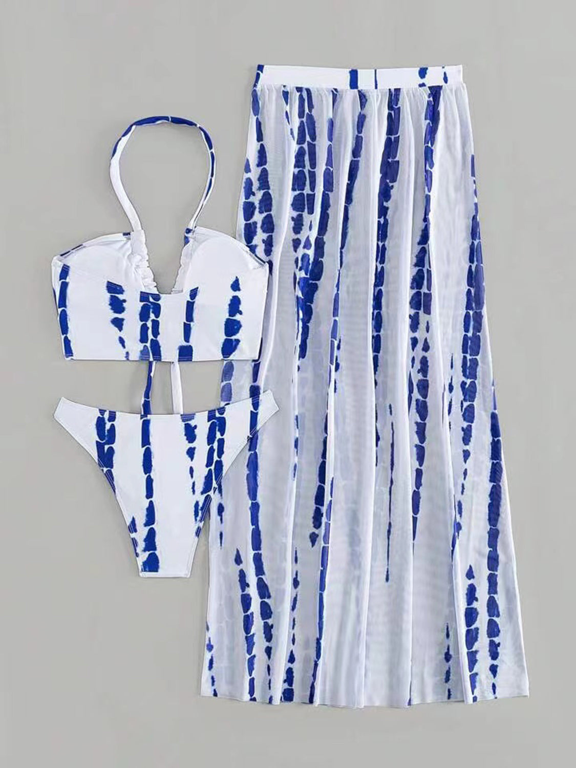 Printed Halter Neck Three-Piece Swim Set - Brinxx Couture