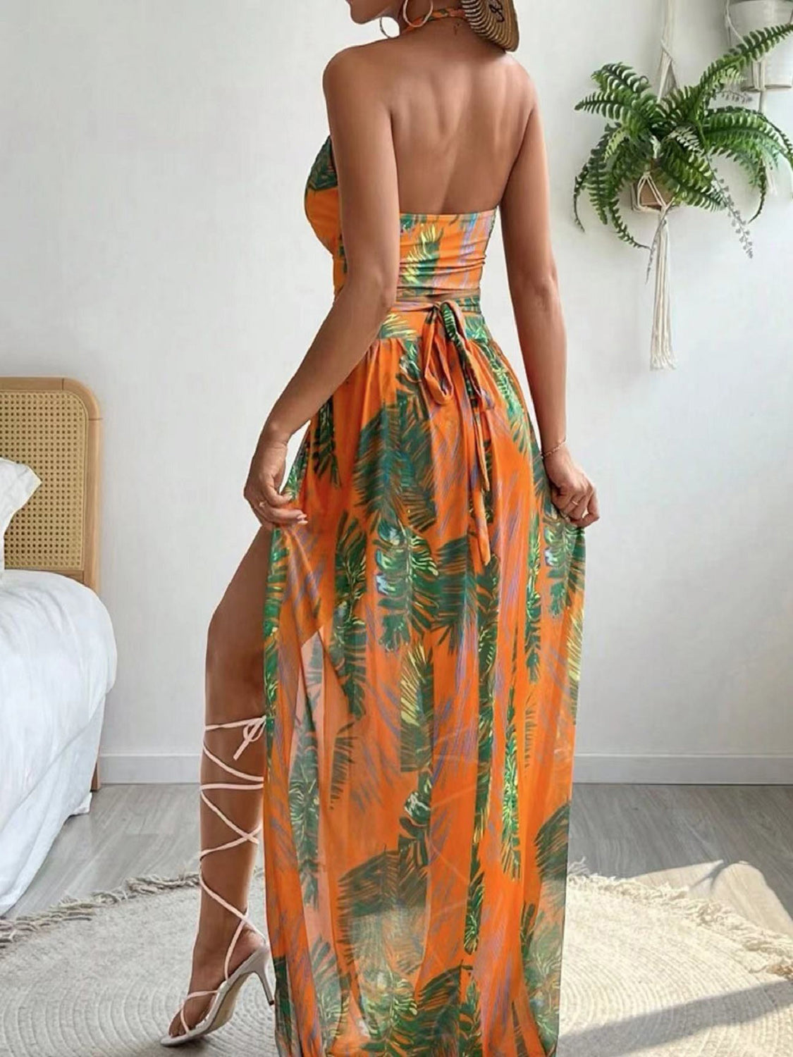 Printed Halter Neck Three-Piece Swim Set - Brinxx Couture