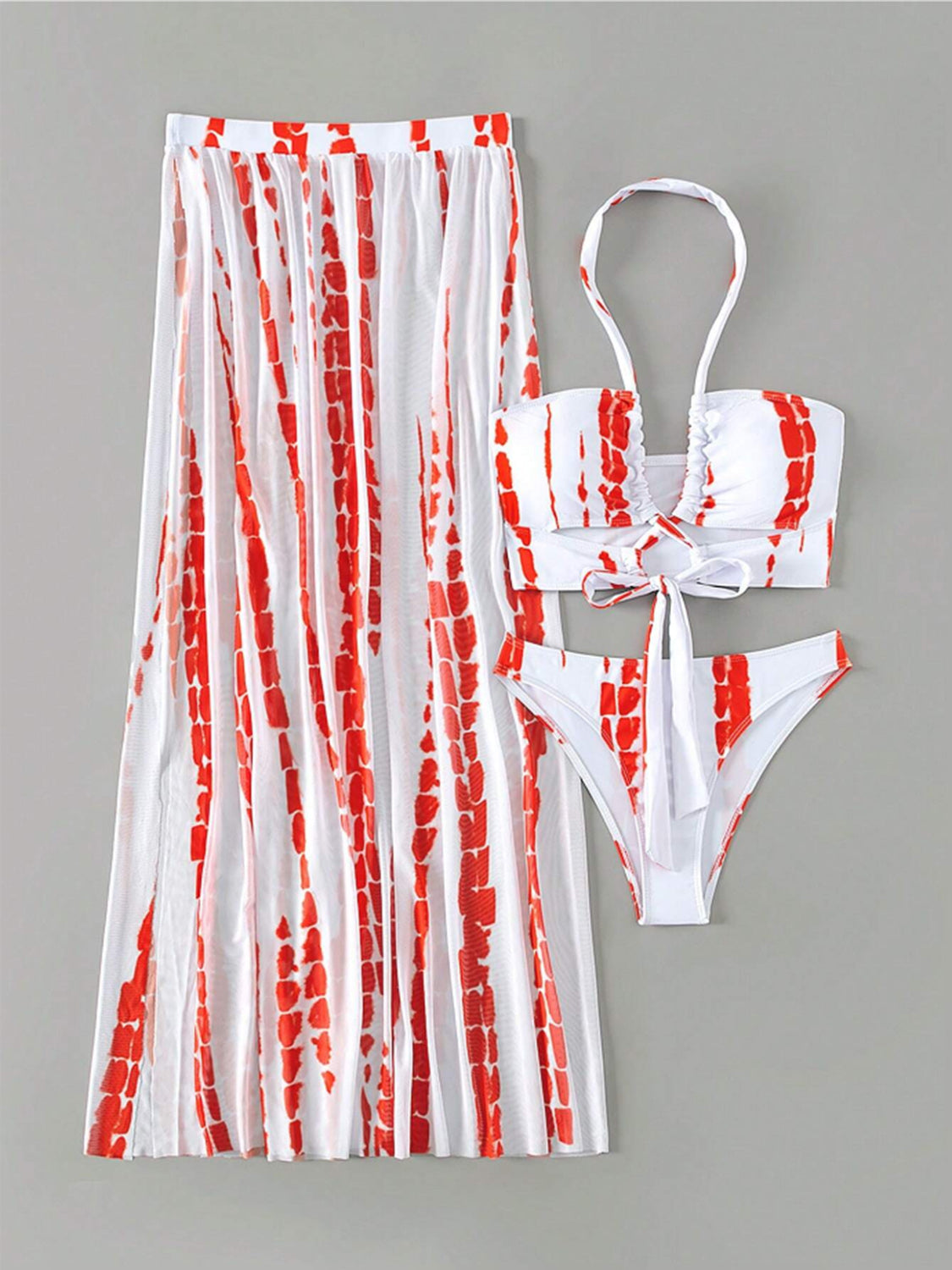 Printed Halter Neck Three-Piece Swim Set - Brinxx Couture