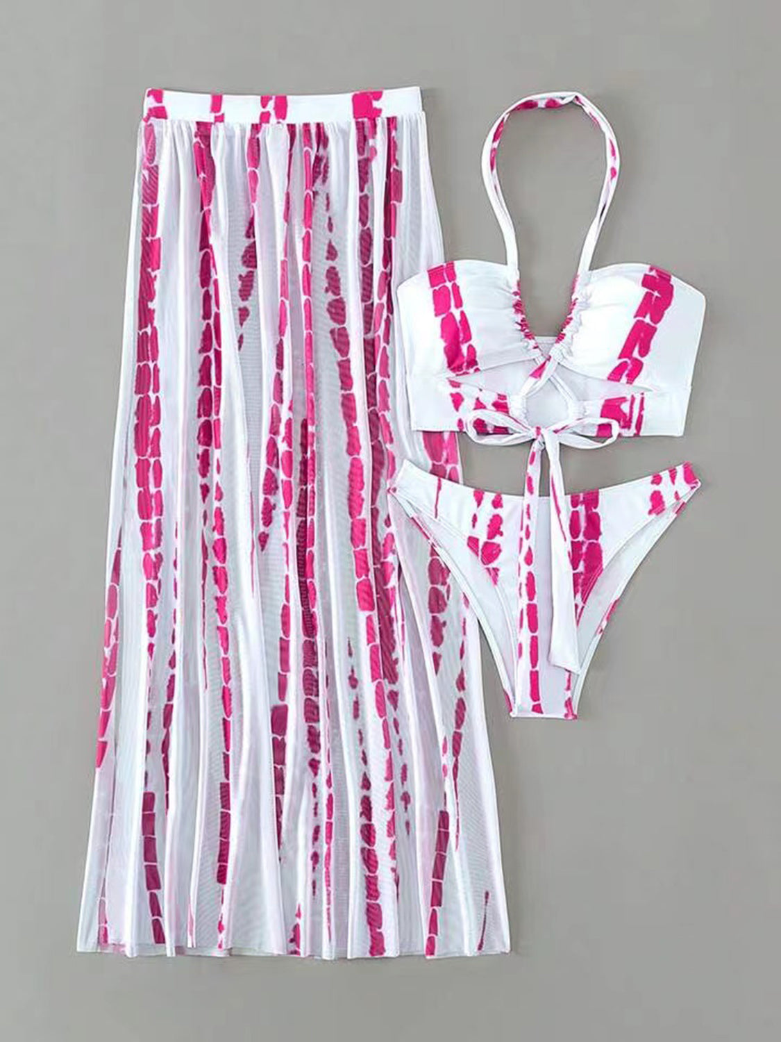 Printed Halter Neck Three-Piece Swim Set - Brinxx Couture