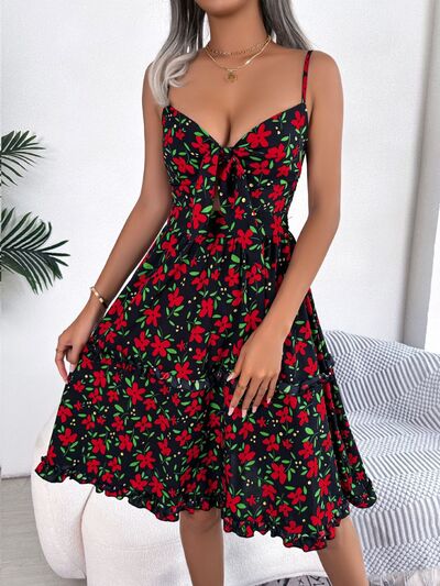 Printed Plunge Cap Sleeve Cami Dress - Brinxx Couture