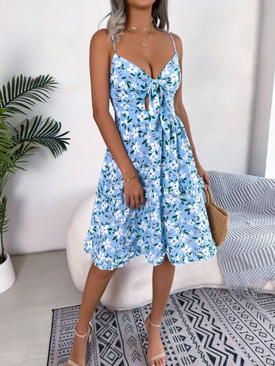 Printed Plunge Cap Sleeve Cami Dress - Brinxx Couture