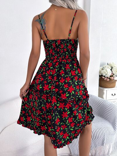 Printed Plunge Cap Sleeve Cami Dress - Brinxx Couture