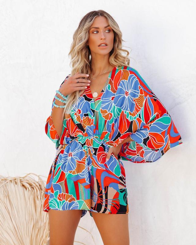 Printed Short Sleeve Jumpsuit - Brinxx Couture