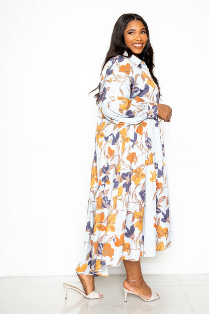 Printed Tierd Shirt Dress With Puff Sleeves - Brinxx Couture