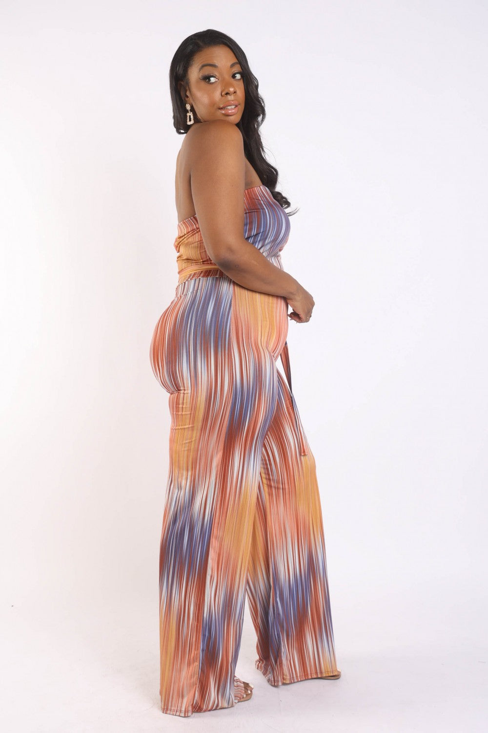 Printed Tube Jumpsuit With Belt - Brinxx Couture