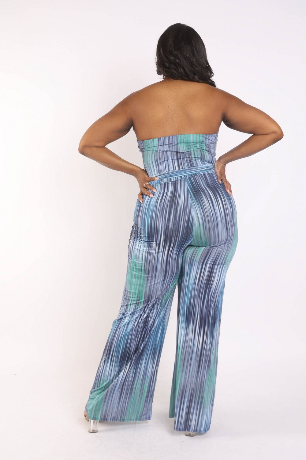 Printed Tube Jumpsuit With Belt - Brinxx Couture