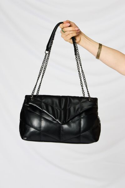 Quilted PU Leather Chain Handbag - Brinxx Couture