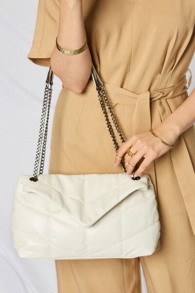 Quilted PU Leather Chain Handbag - Brinxx Couture