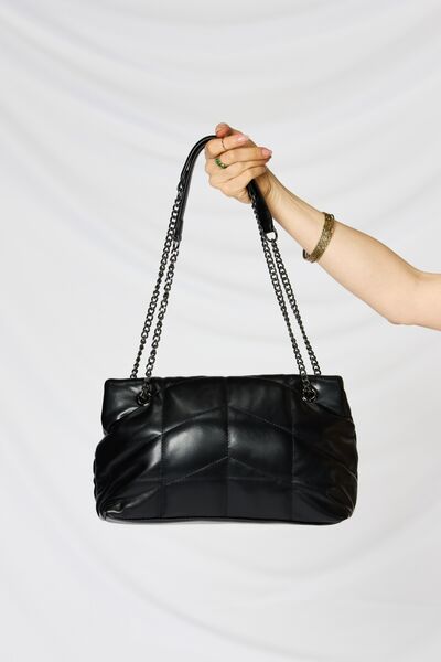 Quilted PU Leather Chain Handbag - Brinxx Couture