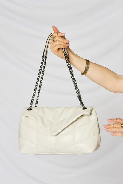 Quilted PU Leather Chain Handbag - Brinxx Couture