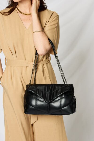 Quilted PU Leather Chain Handbag - Brinxx Couture