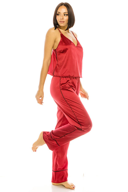 Red Satin Pajama Set - Brinxx Couture