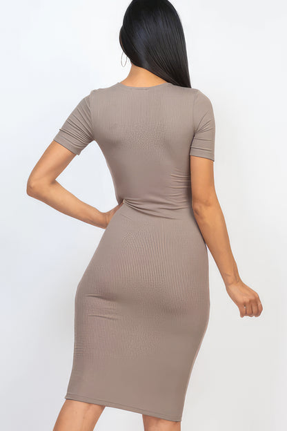 A stylish Ribbed Bodycon Midi Dress for women. this piece adds a touch of elegance to your outfit - Brinxx Couture