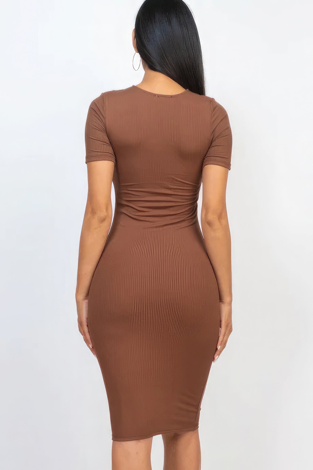 A stylish Ribbed Bodycon Midi Dress for women. this piece adds a touch of elegance to your outfit - Brinxx Couture