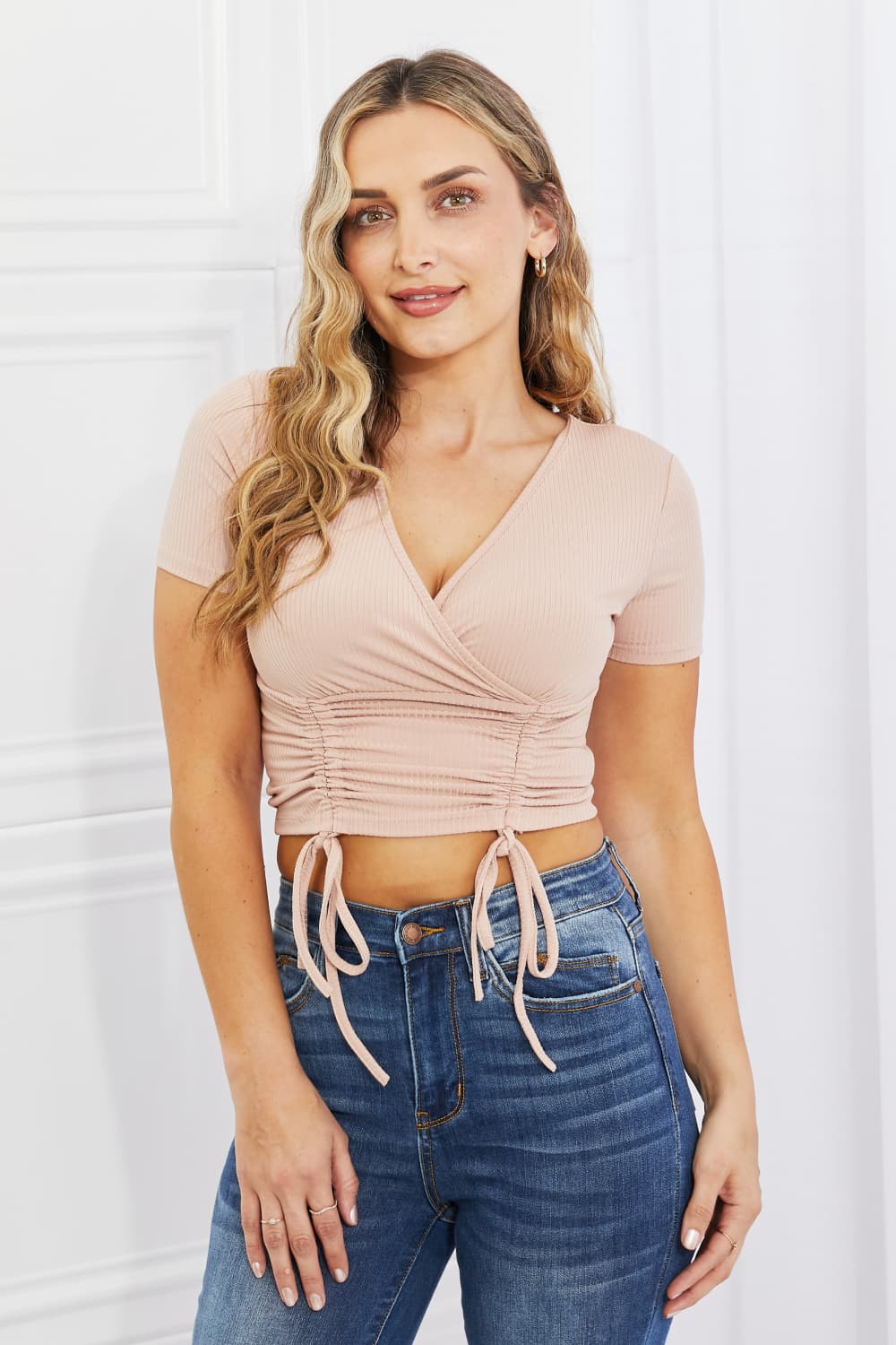 Ribbed Front Scrunched Top - Brinxx Couture