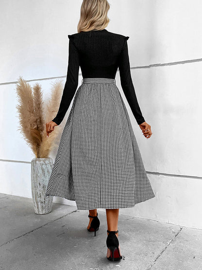 Ribbed Long Sleeve Tie Waist Midi Dress - Brinxx Couture