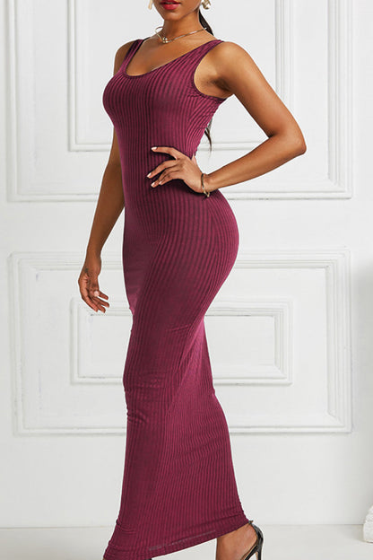 Ribbed Sleeveless Maxi Dress - Brinxx Couture