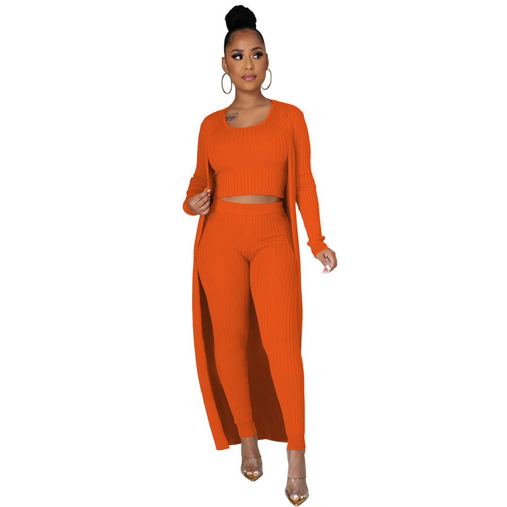 Ribbed Three Piece Tight Set - Brinxx Couture