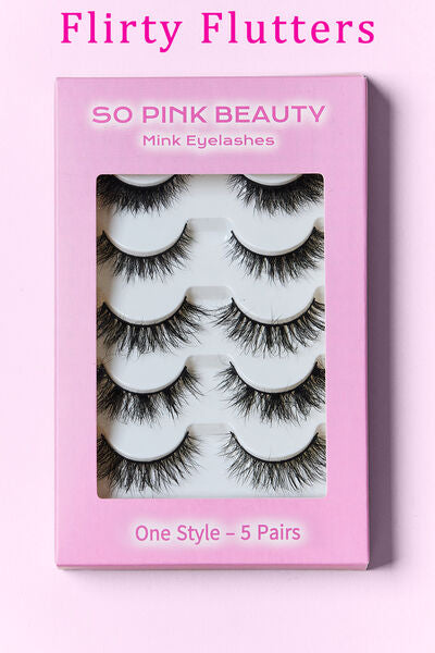 SO PINK BEAUTY Mink Eyelashes 5 Pairs - Brinxx Couture