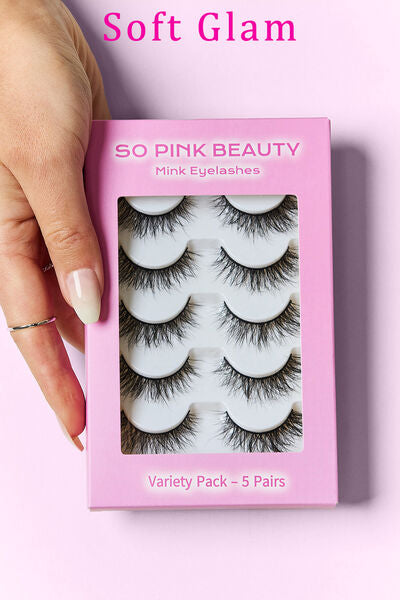 SO PINK BEAUTY Mink Eyelashes 5 Pairs - Brinxx Couture