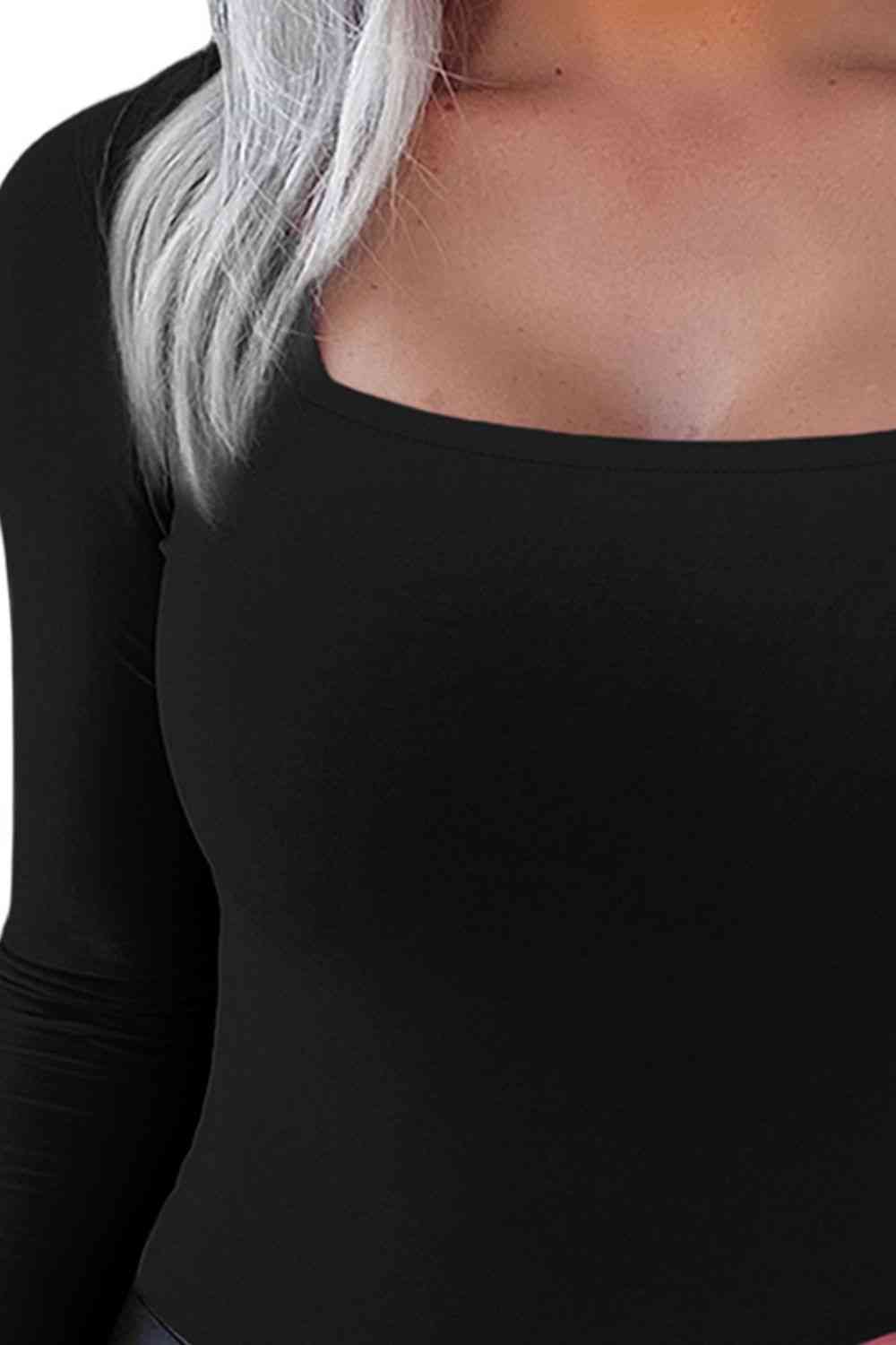 Scoop Neck Long Sleeve Bodysuit - Brinxx Couture