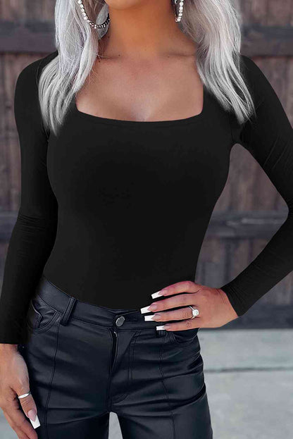 Scoop Neck Long Sleeve Bodysuit - Brinxx Couture