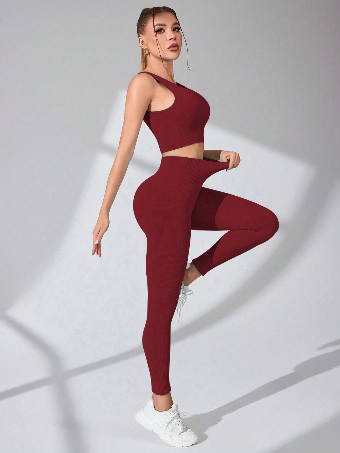 Scoop Neck Wide Strap Top and Pants Active Set - Brinxx Couture