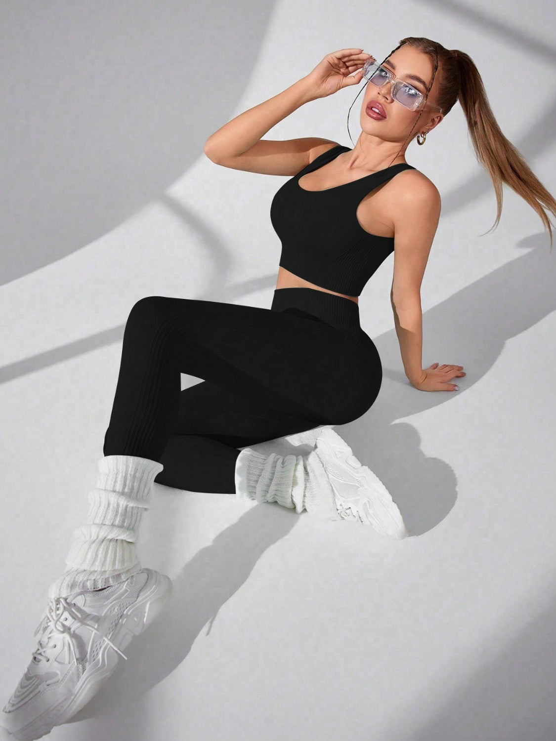 Scoop Neck Wide Strap Top and Pants Active Set - Brinxx Couture