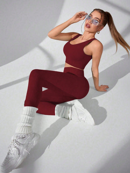 Scoop Neck Wide Strap Top and Pants Active Set - Brinxx Couture