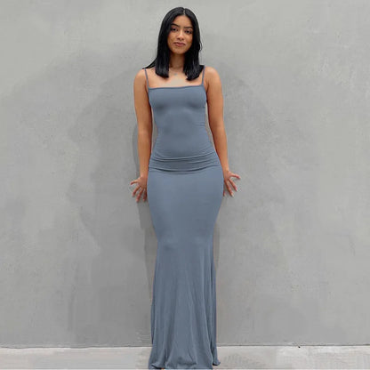 Sexy Satin Slip Sleeveless Backless Maxi Dress - Brinxx Couture