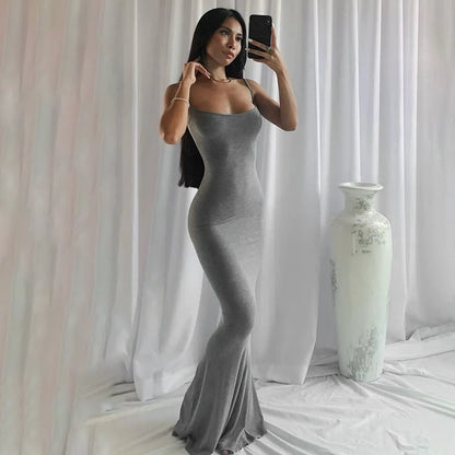 Sexy Satin Slip Sleeveless Backless Maxi Dress - Brinxx Couture