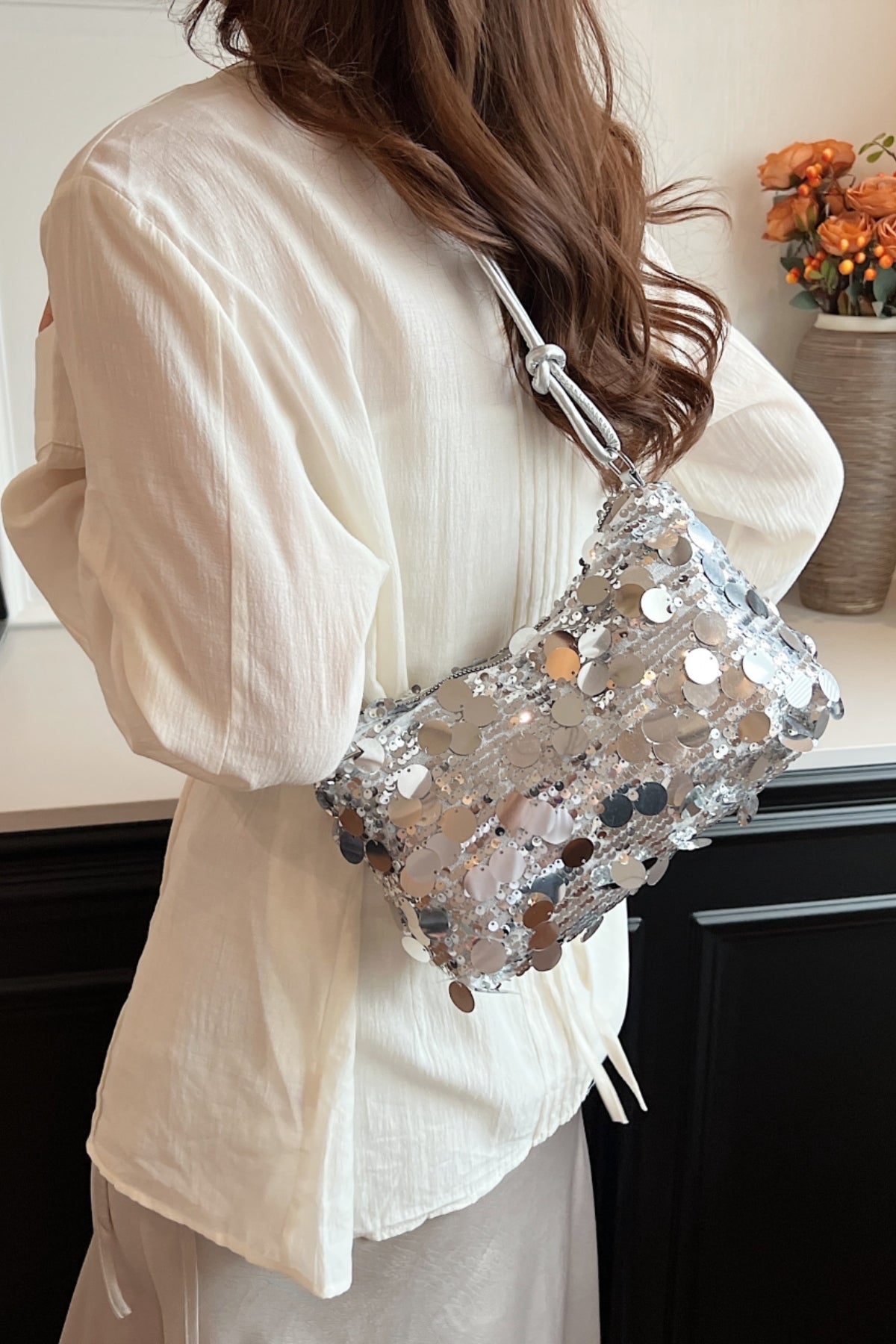 A stylish Sequin Knotted Straps Shoulder Bag for women. this piece adds a touch of elegance to your outfit - Brinxx Couture