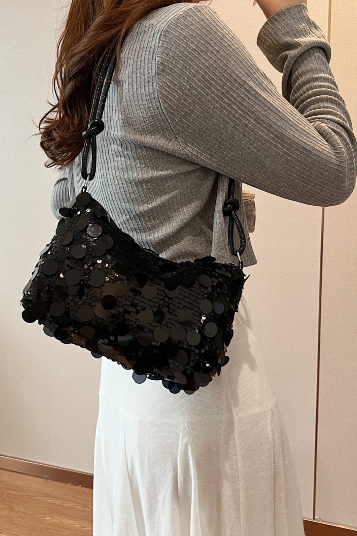 A stylish Sequin Knotted Straps Shoulder Bag for women. this piece adds a touch of elegance to your outfit - Brinxx Couture