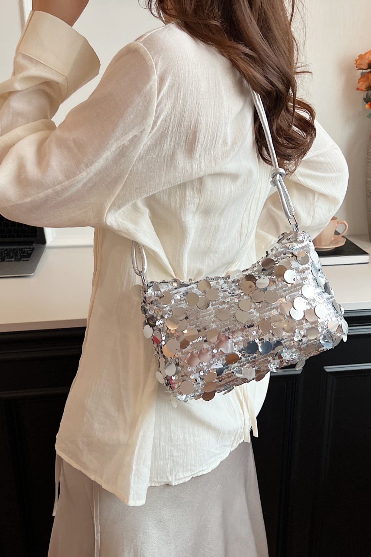 A stylish Sequin Knotted Straps Shoulder Bag for women. this piece adds a touch of elegance to your outfit - Brinxx Couture