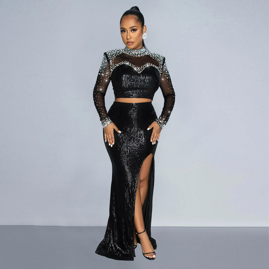 Sequin Long Sleeve Dress Set - Brinxx Couture