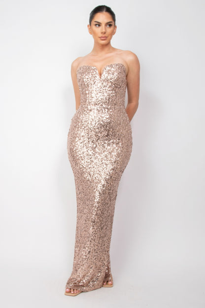 Sequin V-bar Crisscross Tube Dress - Brinxx Couture