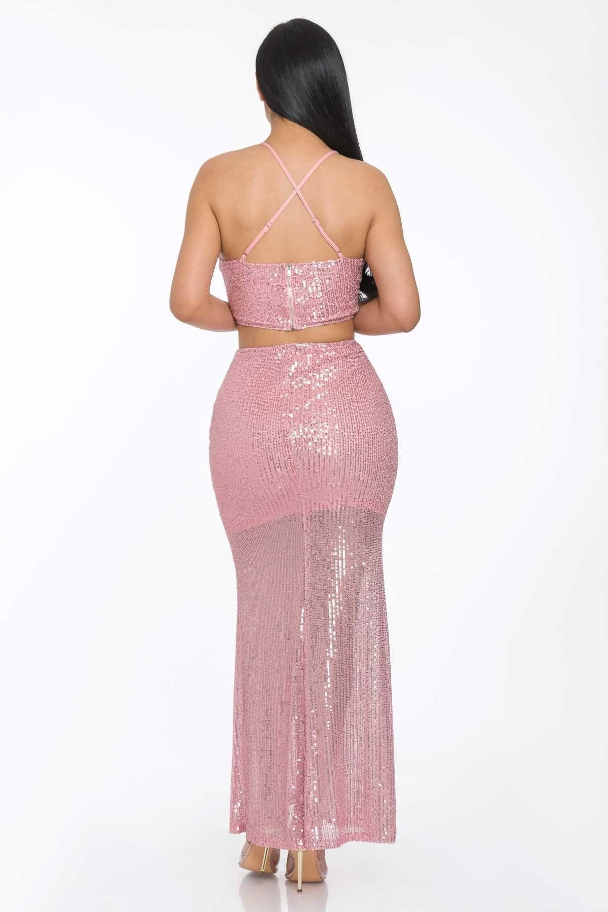 Sexy Back Sequin Skirt Set - Brinxx Couture