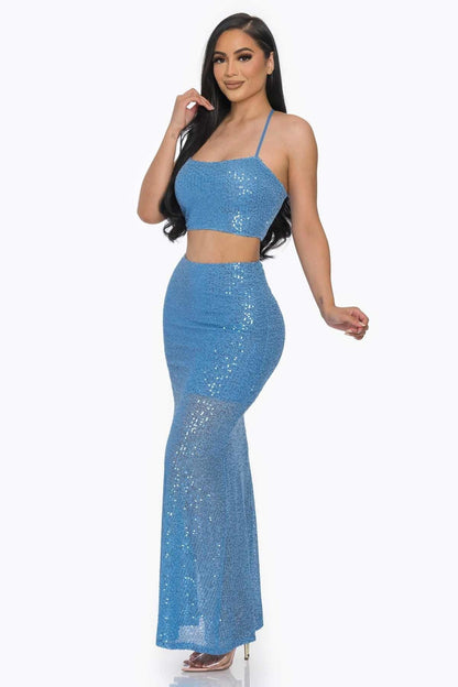 Sexy Back Sequin Skirt Set - Brinxx Couture